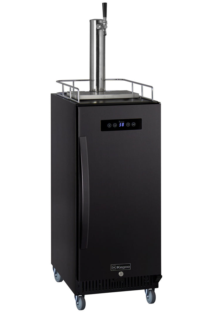 Kegco 15" Wide Homebrew Single Tap Black Commercial Kegerator - HBK15BBRNK