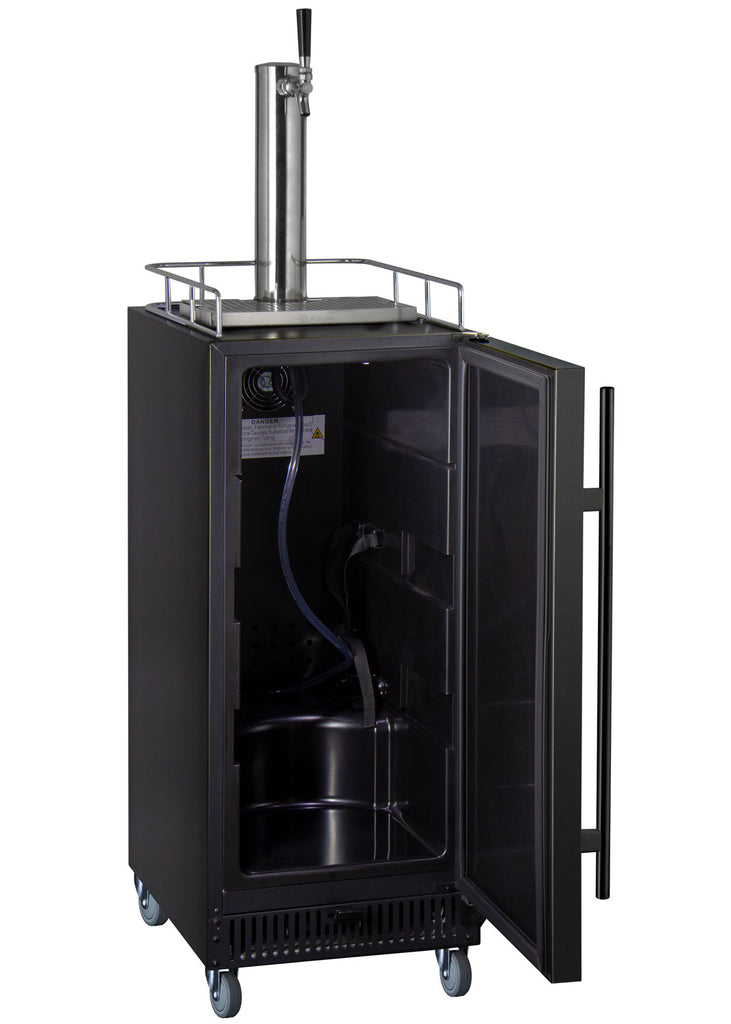 Kegco 15" Wide Homebrew Single Tap Black Commercial Kegerator - HBK15BBRNK