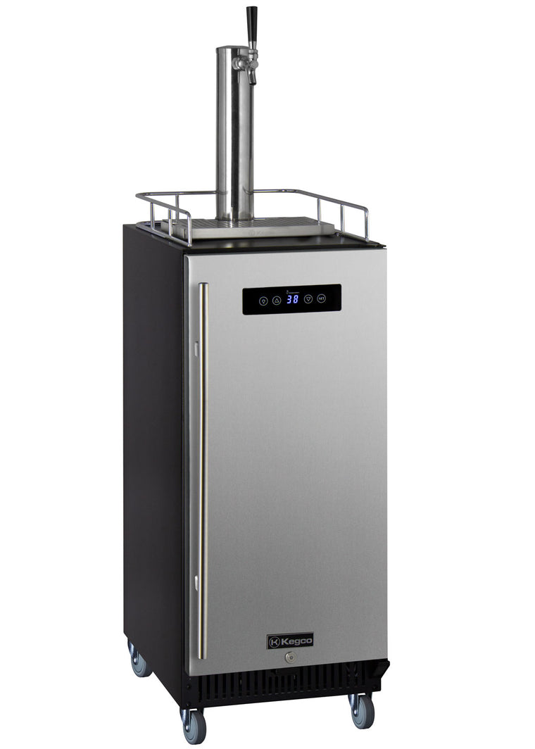 Kegco 15" Wide Kombucha Single Tap Stainless Steel Commercial Kegerator - KOM15BSRNK