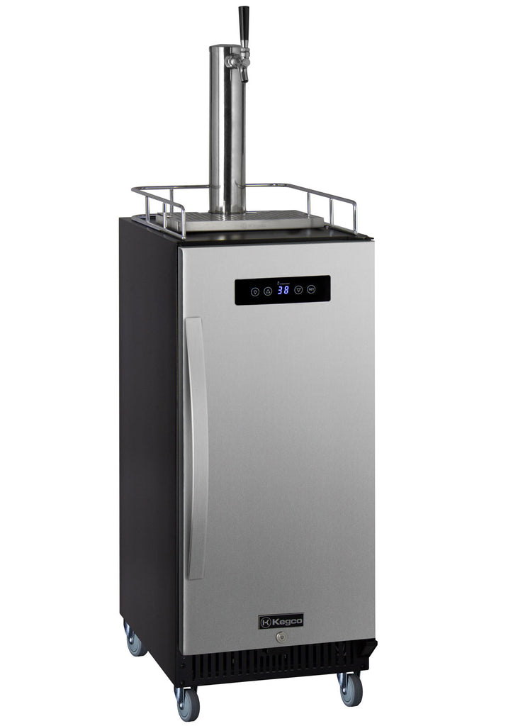 Kegco 15" Wide Single Tap Stainless Steel Commercial Kegerator - SLK15BSRNK
