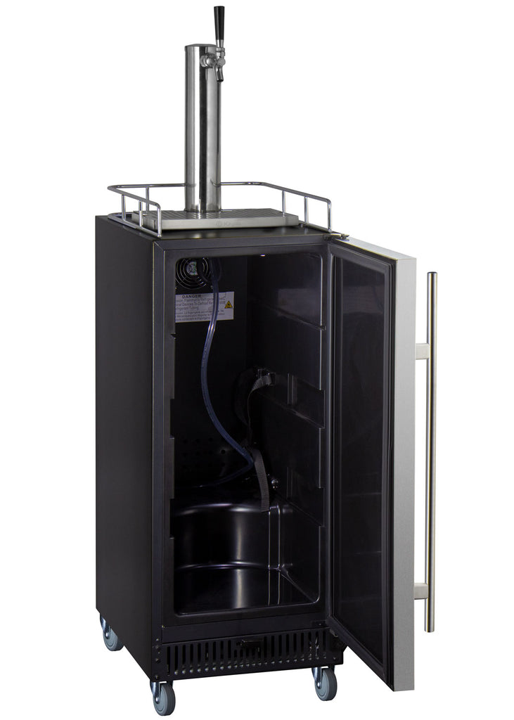 Kegco 15" Wide Single Tap Stainless Steel Commercial Kegerator - SLK15BSRNK