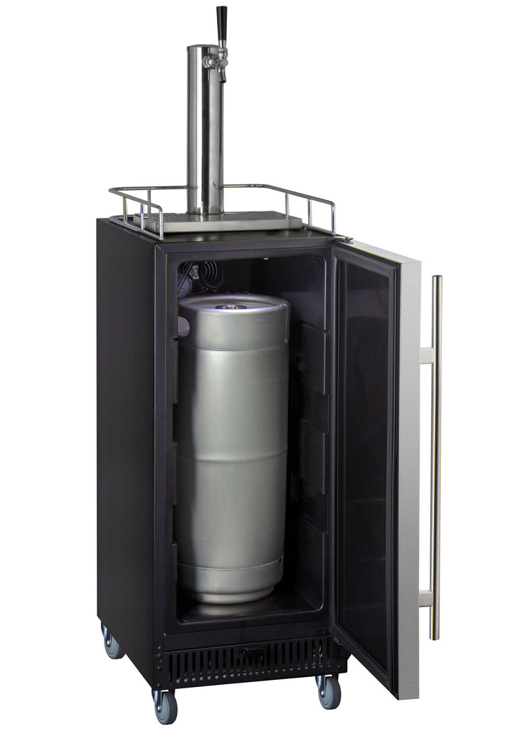 Kegco 15" Wide Single Tap Stainless Steel Commercial Kegerator - SLK15BSRNK