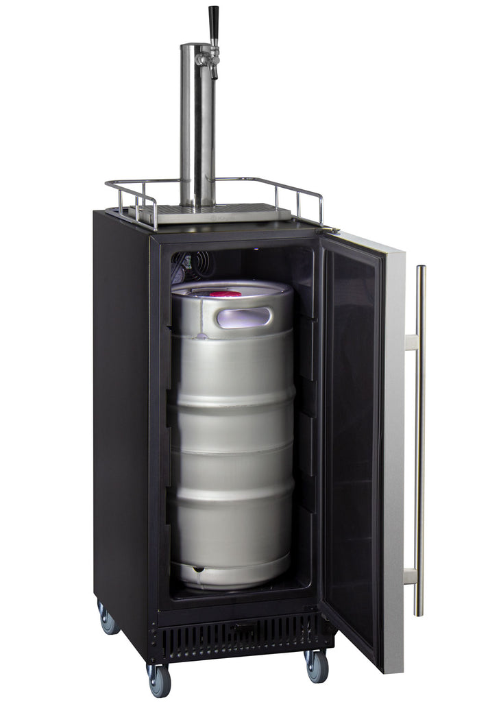 Kegco 15" Wide Single Tap Stainless Steel Commercial Kegerator - SLK15BSRNK