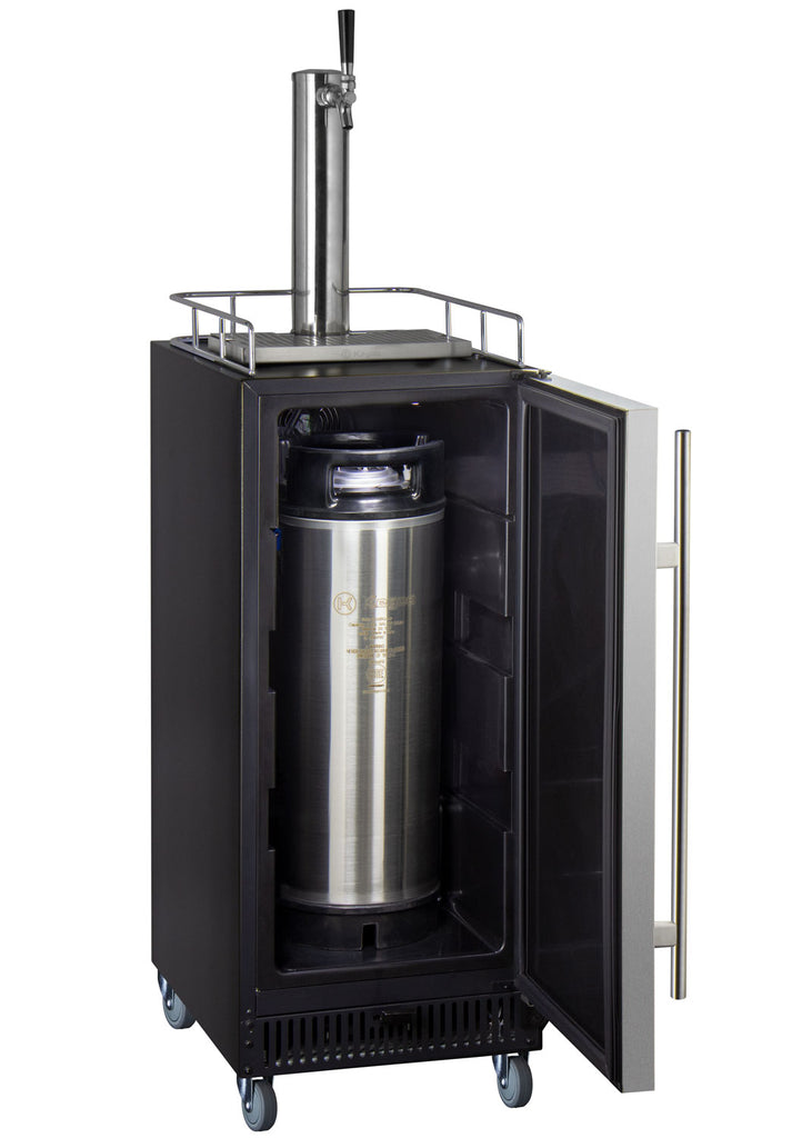 Kegco 15" Wide Single Tap Stainless Steel Commercial Kegerator - SLK15BSRNK