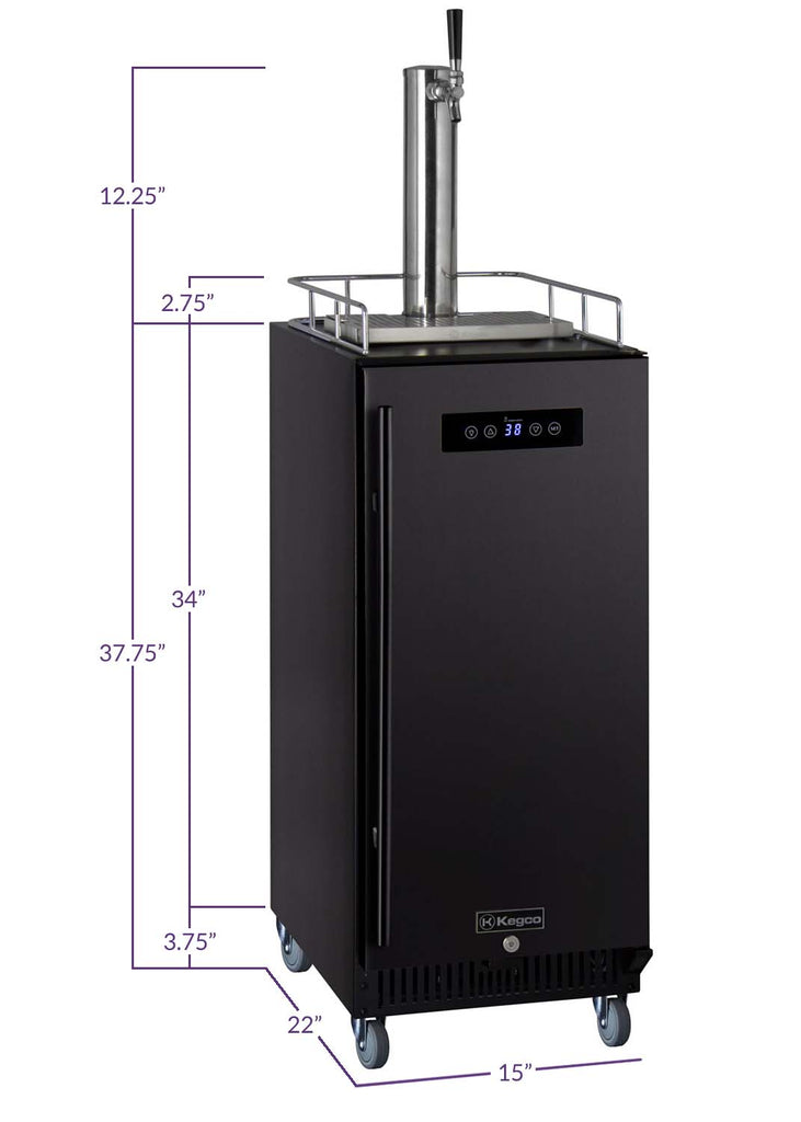 Kegco 15" Wide Single Tap Stainless Steel Commercial Kegerator - SLK15BSRNK