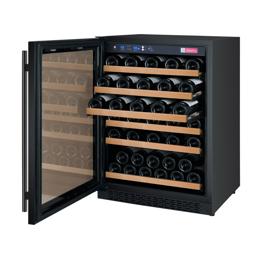 Allavino 24" Wide FlexCount II Tru-Vino 56 Bottle Single Zone Black Left Hinge Wine Refrigerator - VSWR56-1BL20