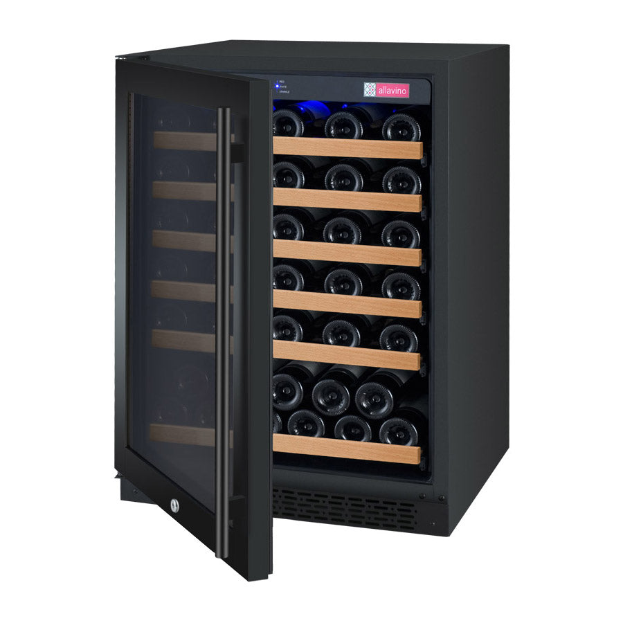 Allavino 24" Wide FlexCount II Tru-Vino 56 Bottle Single Zone Black Left Hinge Wine Refrigerator - VSWR56-1BL20