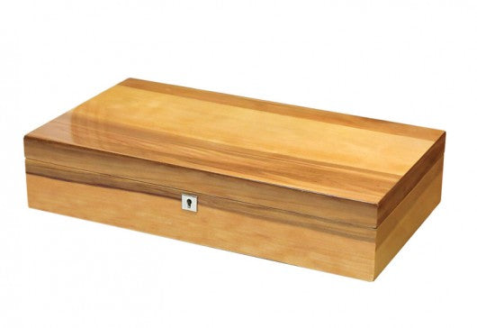 Prestige Import Group Winchester Modern Design Low Profile Cigar Humidor - Holds Up to 180 Capacity - Color: High Lacquer Authentic Apple Wood