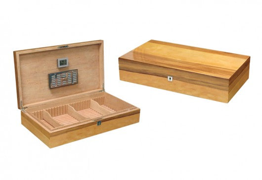 Prestige Import Group Winchester Modern Design Low Profile Cigar Humidor - Holds Up to 180 Capacity - Color: High Lacquer Authentic Apple Wood