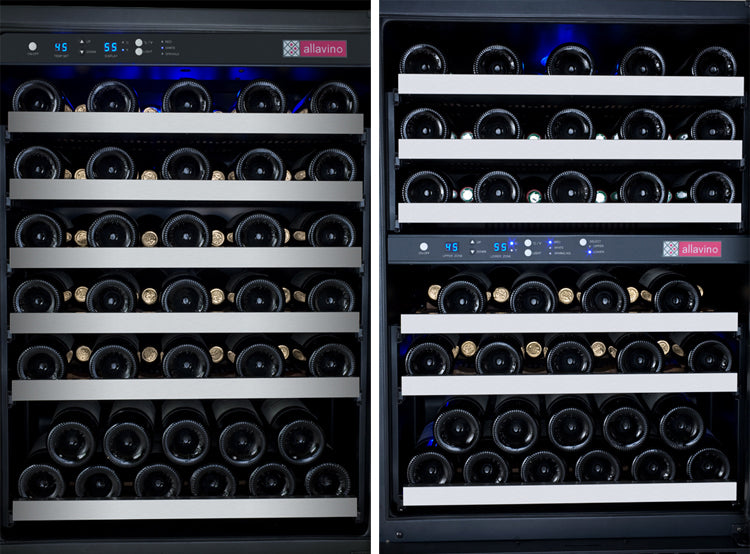 Allavino 47" Wide FlexCount II Tru-Vino 249 Bottle Three Zone Stainless Steel Side-by-Side Wine Refrigerator - 3Z-VSWR2128-S20