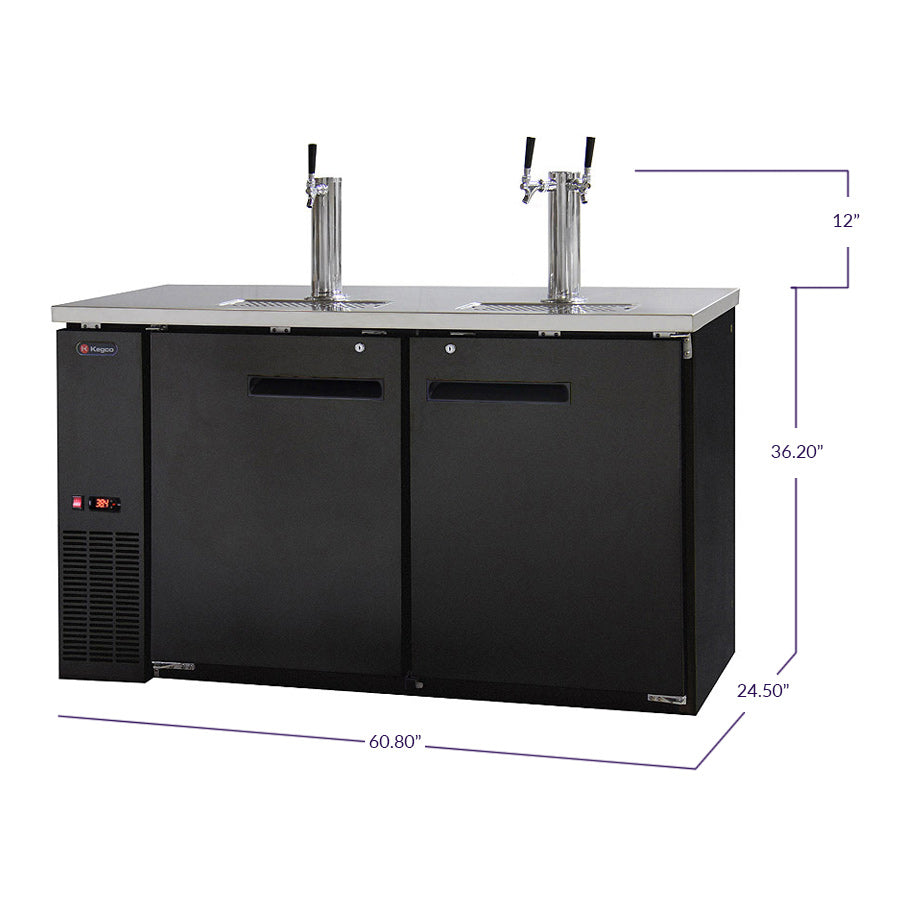 Kegco 61" Wide Triple Tap Black Commercial Kegerator Model: XCK-2460B