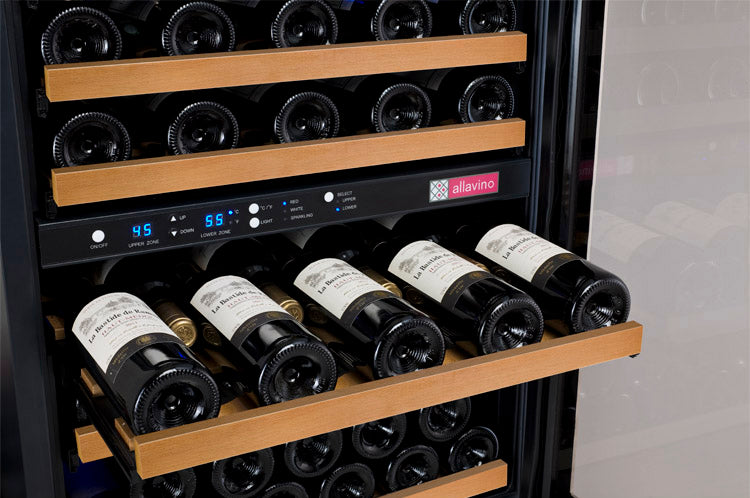 Allavino 24" Wide FlexCount II Tru-Vino 56 Bottle Dual Zone Black Left Hinge Wine Refrigerator - VSWR56-2BL20