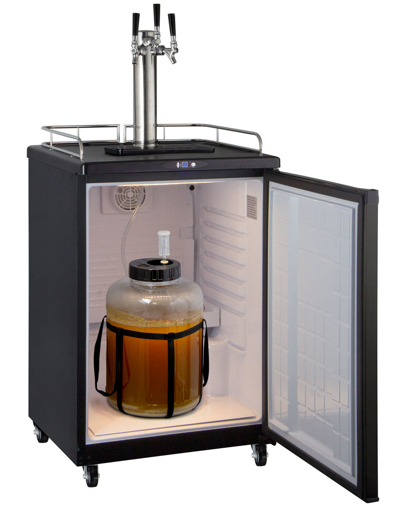 Kegco 24" Wide Homebrew Triple Tap Black Commercial/Residential Kegerator - HBK163B-3NK
