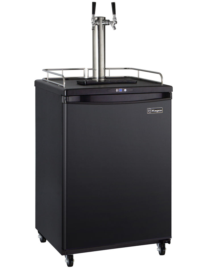 Kegco 24" Wide Homebrew Dual Tap Black Commercial/Residential Kegerator - HBK163B-2NK