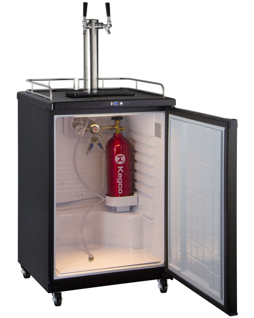 Kegco 24" Wide Homebrew Dual Tap Black Commercial/Residential Kegerator - HBK163B-2NK