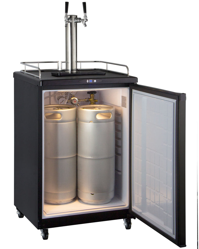Kegco 24" Wide Kombucha Dual Tap Black Commercial/Residential Kegerator - KOM163B-2NK