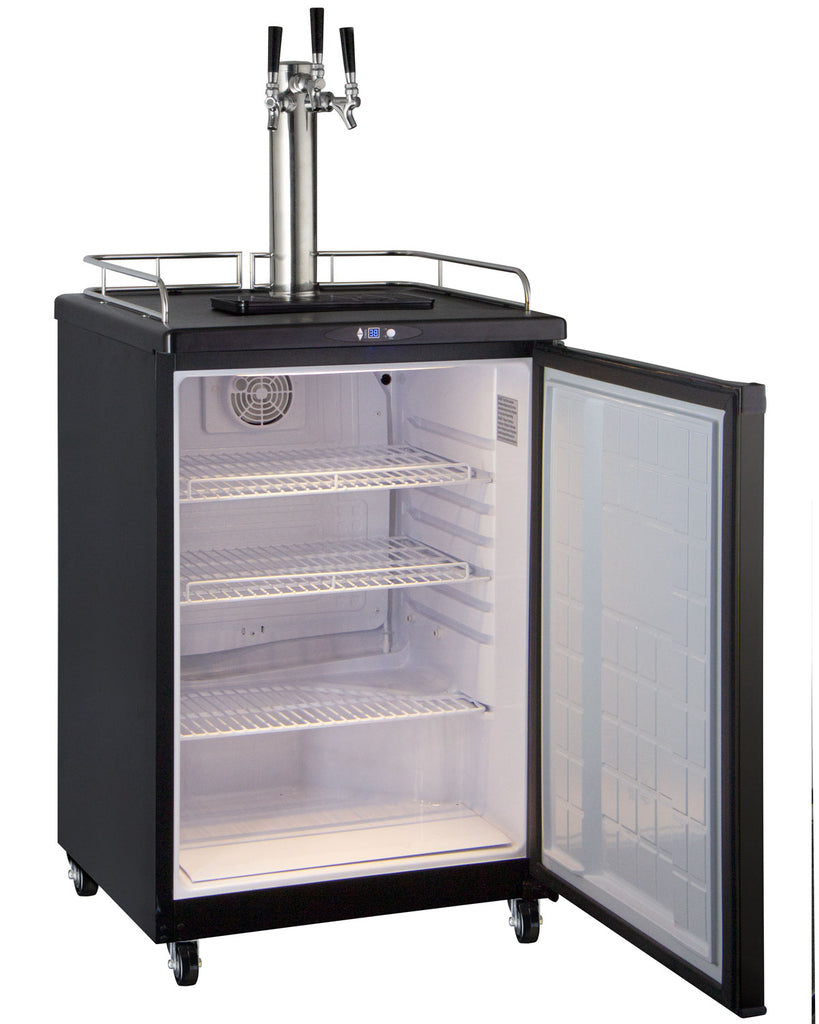 Kegco 24" Wide Homebrew Triple Tap Black Commercial/Residential Kegerator - HBK163B-3NK