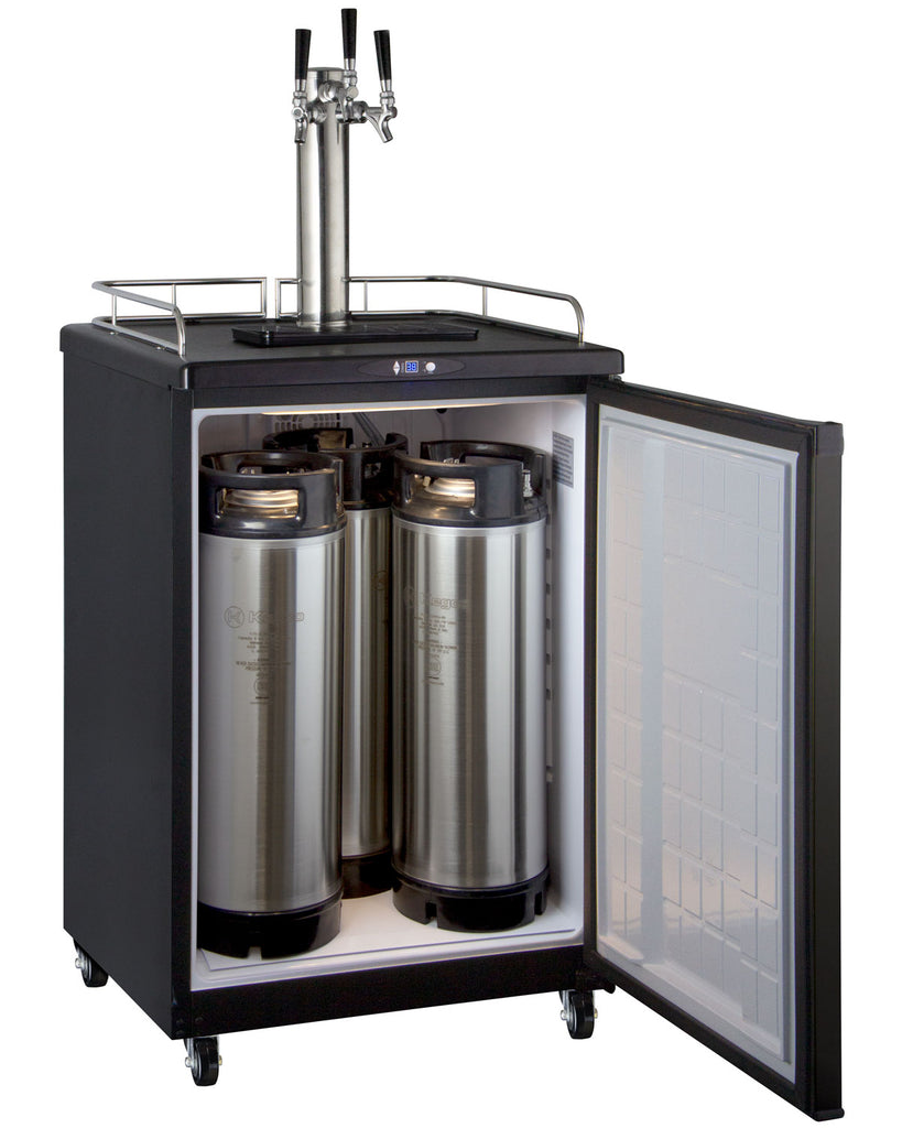 Kegco 24" Wide Homebrew Triple Tap Black Commercial/Residential Kegerator - HBK163B-3NK